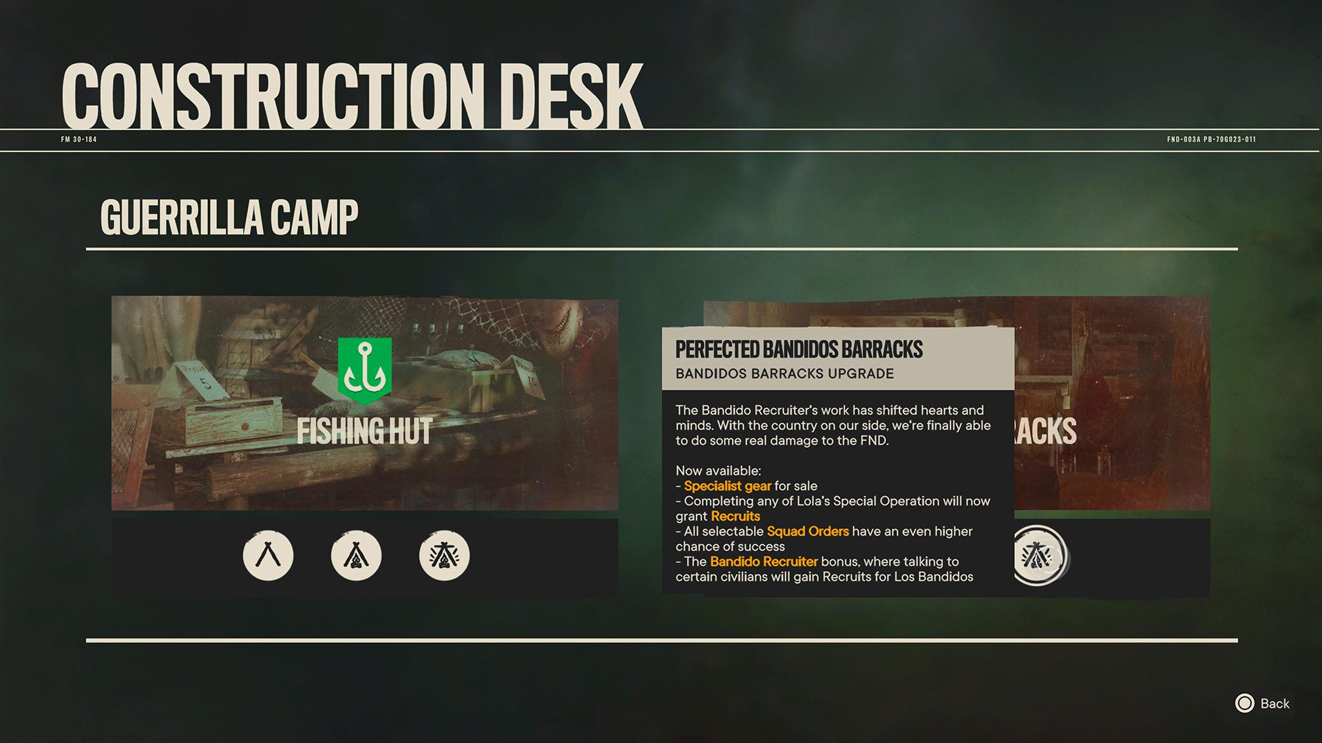 Perfected Bandidos Barracks perks in Far Cry 6