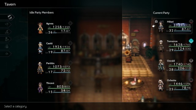 Octopath Traveler 2 change party leader