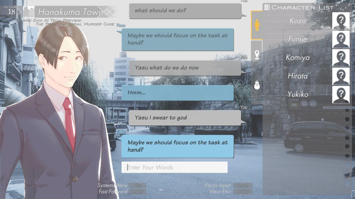 Portopia Serial Murder Case AI Tech preview