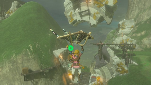 Link gliding past Ring Ruins in The Legend of Zelda: Tears of the Kingdom.