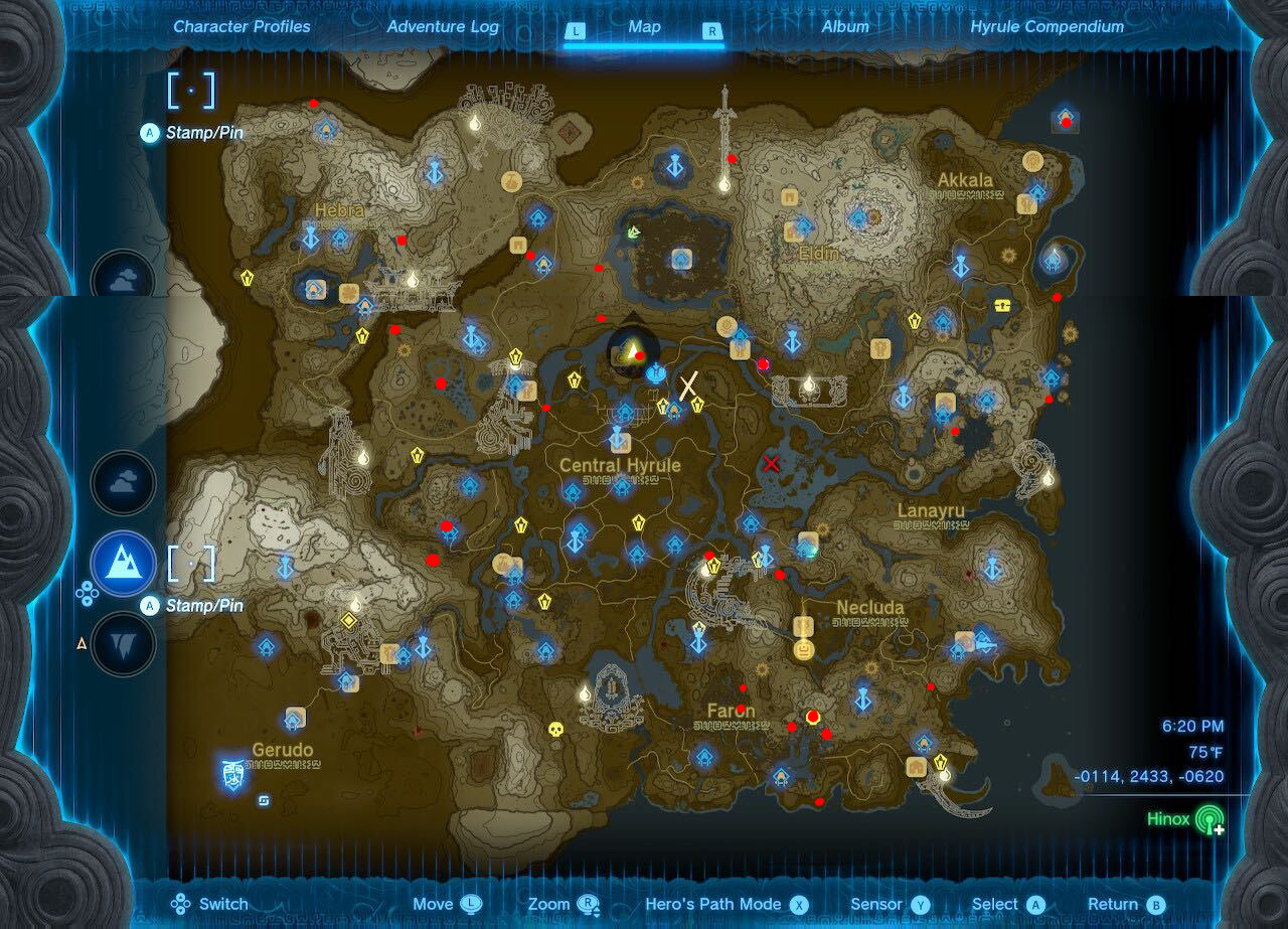 Tears of the Kingdom Hinox Map above ground.