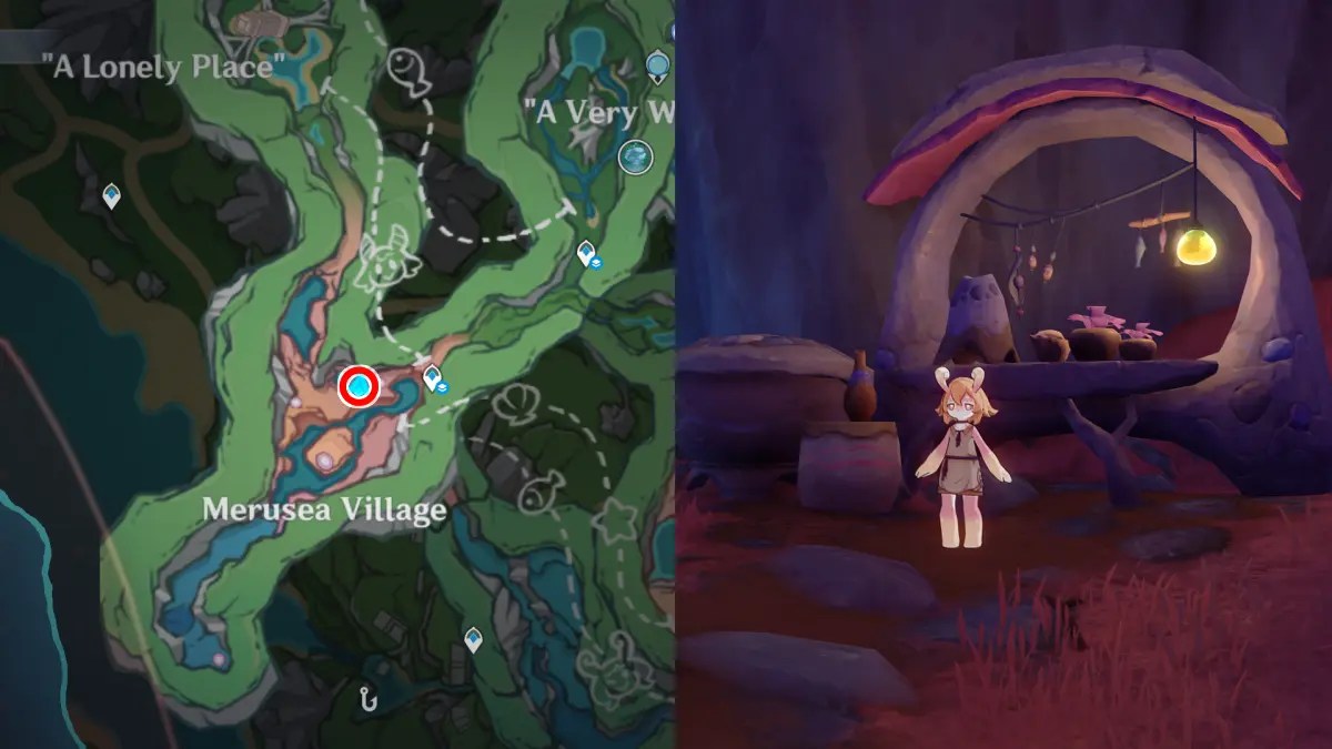 Merusea Village map in Genshin Impact