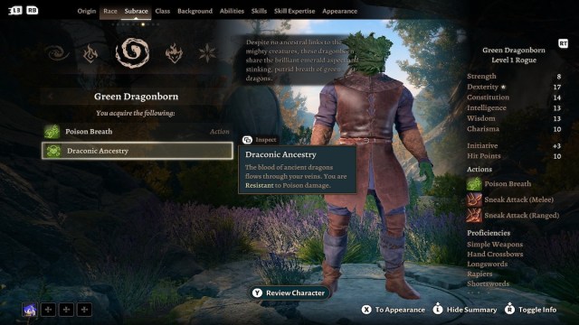 Green Dragonborn in Baldur's Gate 3.