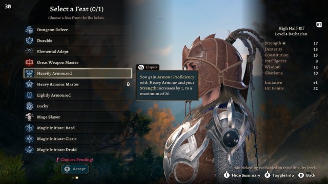 Heavily Armoured Feat for Barbarian in Baldur's Gate 3.