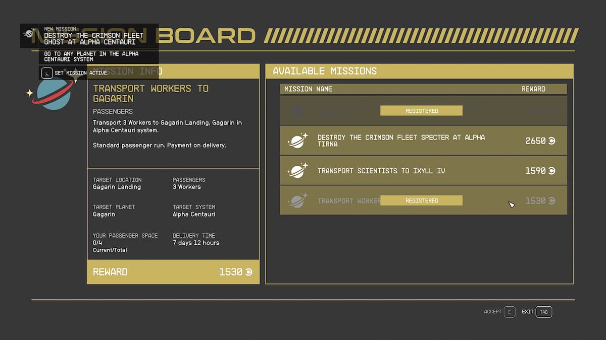 The Bounty Board in the Overdesigned Mission in Starfield