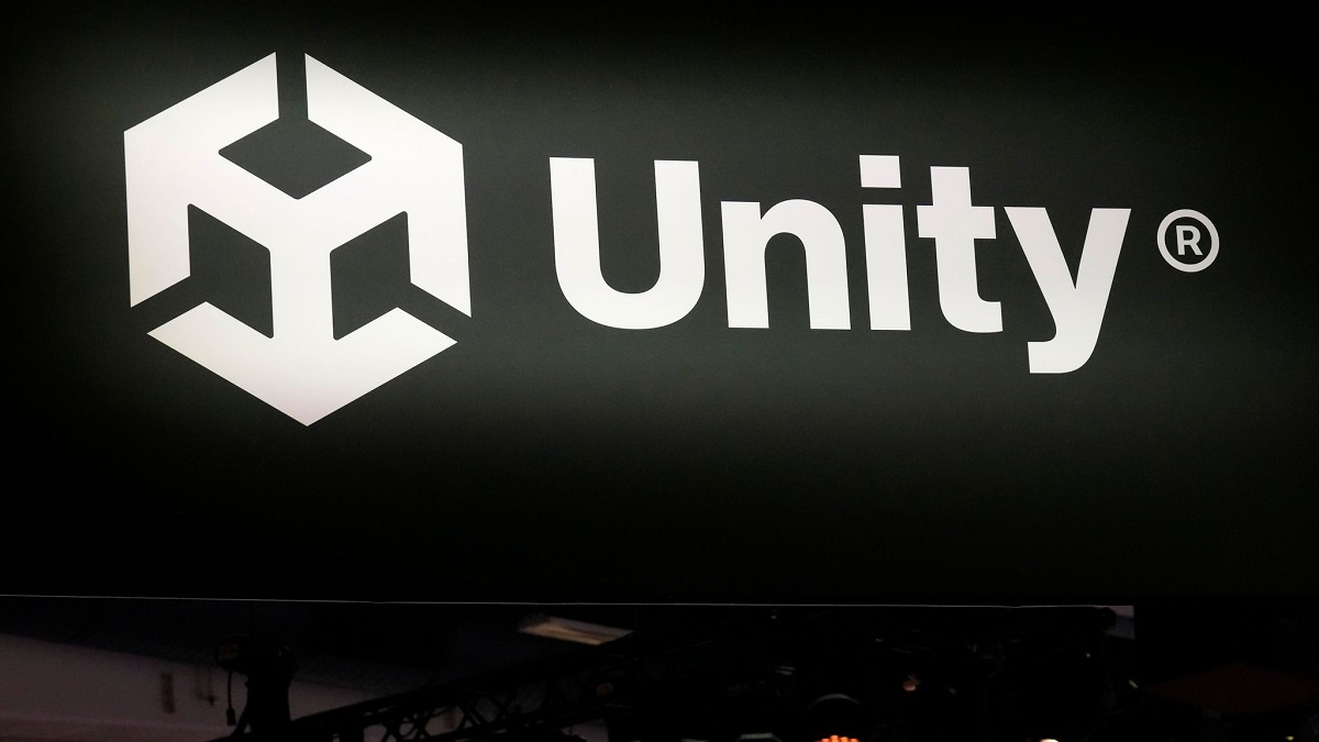 Unity logo on a TV screen.