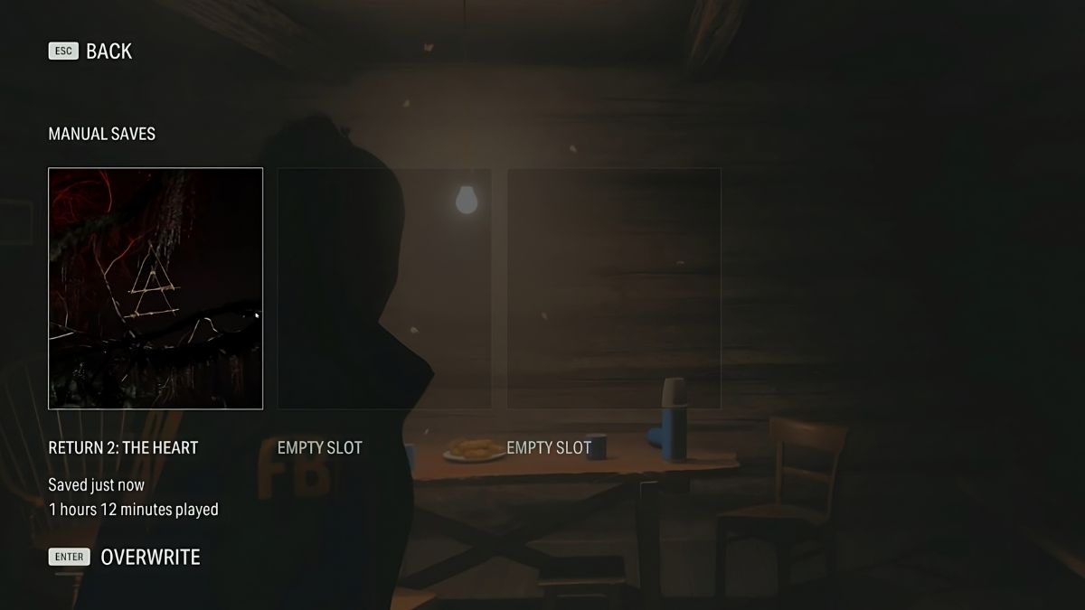 All three manual save slots in Alan Wake 2.