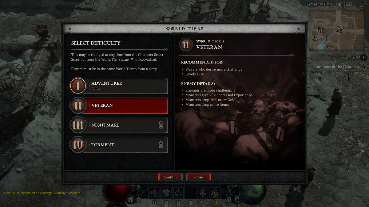 When should you switch to World Tier 2 in Diablo 4 Season 2?