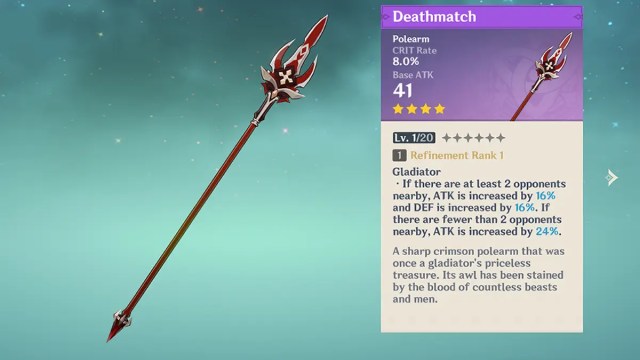 Deathmatch battle pass weapon and effect in Genshin Impact