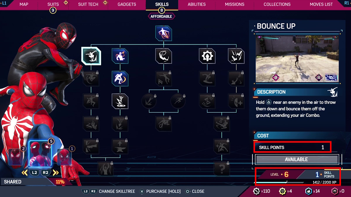 Best skills to unlock first in Spider-Man 2 skill menu