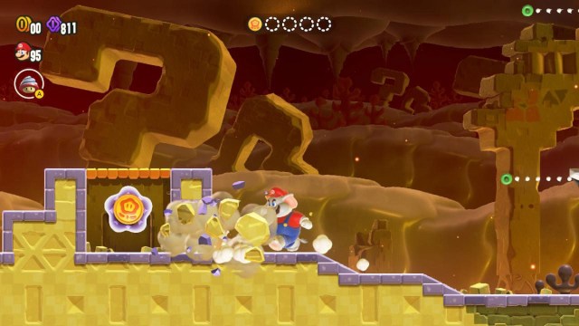 Obtaining a Wonder Coin in Super Mario Bros. Wonder