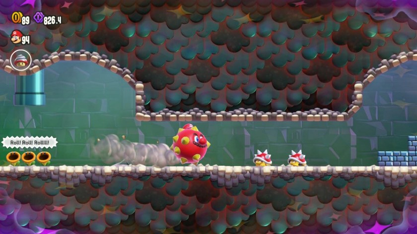 Mario using the ball Wonder Power