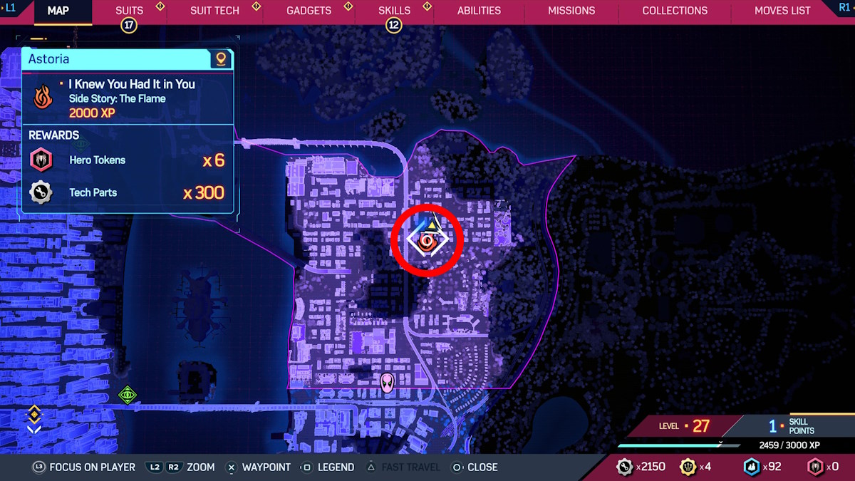 spider-Man 2 The Flame quest guide rewards third mission start location on map