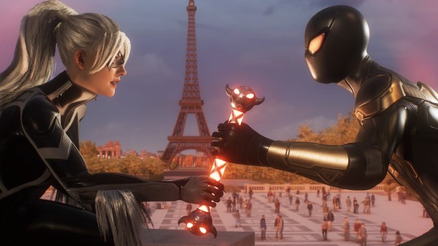 Miles Morales in front of the Eiffel Tower.