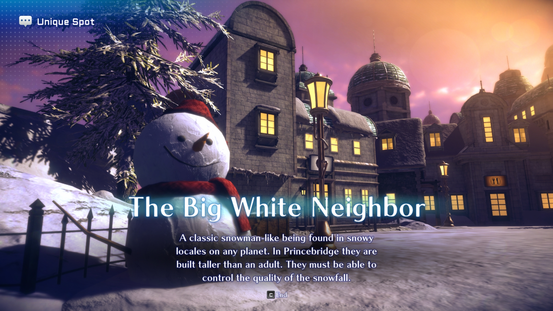 The 29th Unique Spot, located inside Princebridge infront of a snowman