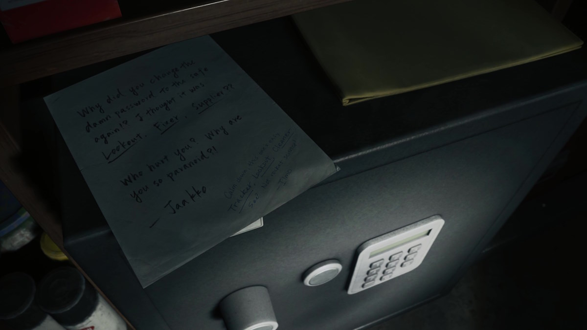 Coffee World safe code puzzle in Alan Wake 2 safe front