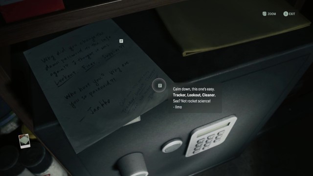 Coffee World safe code puzzle in Alan Wake 2 hint