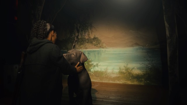 Mayor Setter being petted in Alan Wake 2.