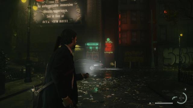 Alan Wake 2 – Initiation 5: Room 665 walkthrough arrows pointing to alley