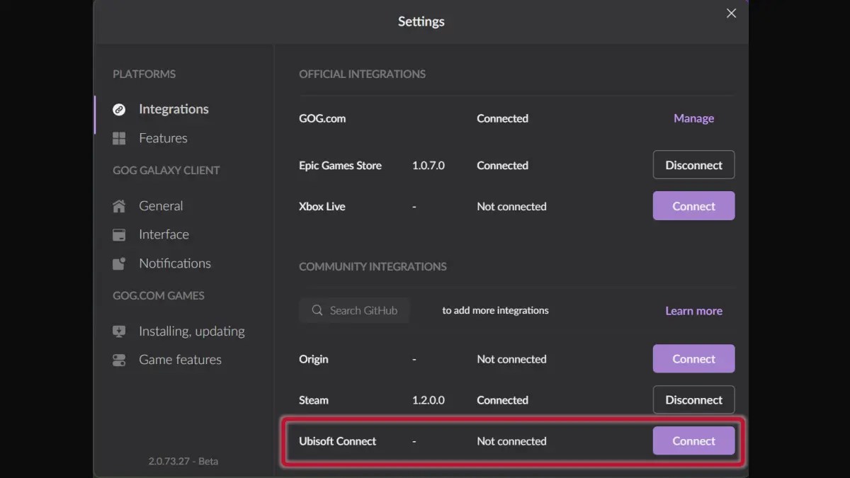 Ubisoft Connect Community Integration in GOG Galaxy