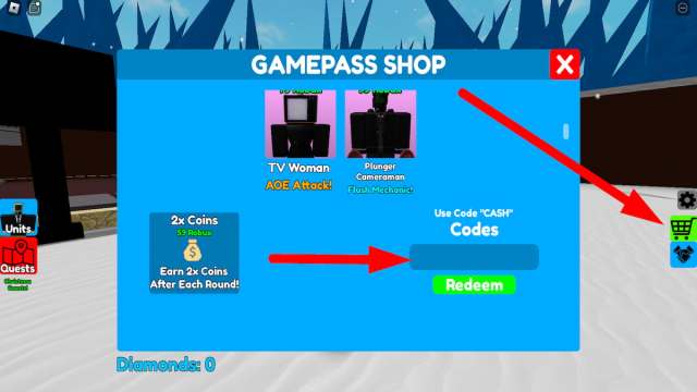 How to redeem codes in Evil Toilets Tower Defense