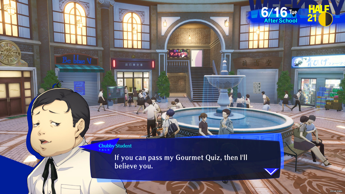 Gourmet quiz in Persona 3 Reload