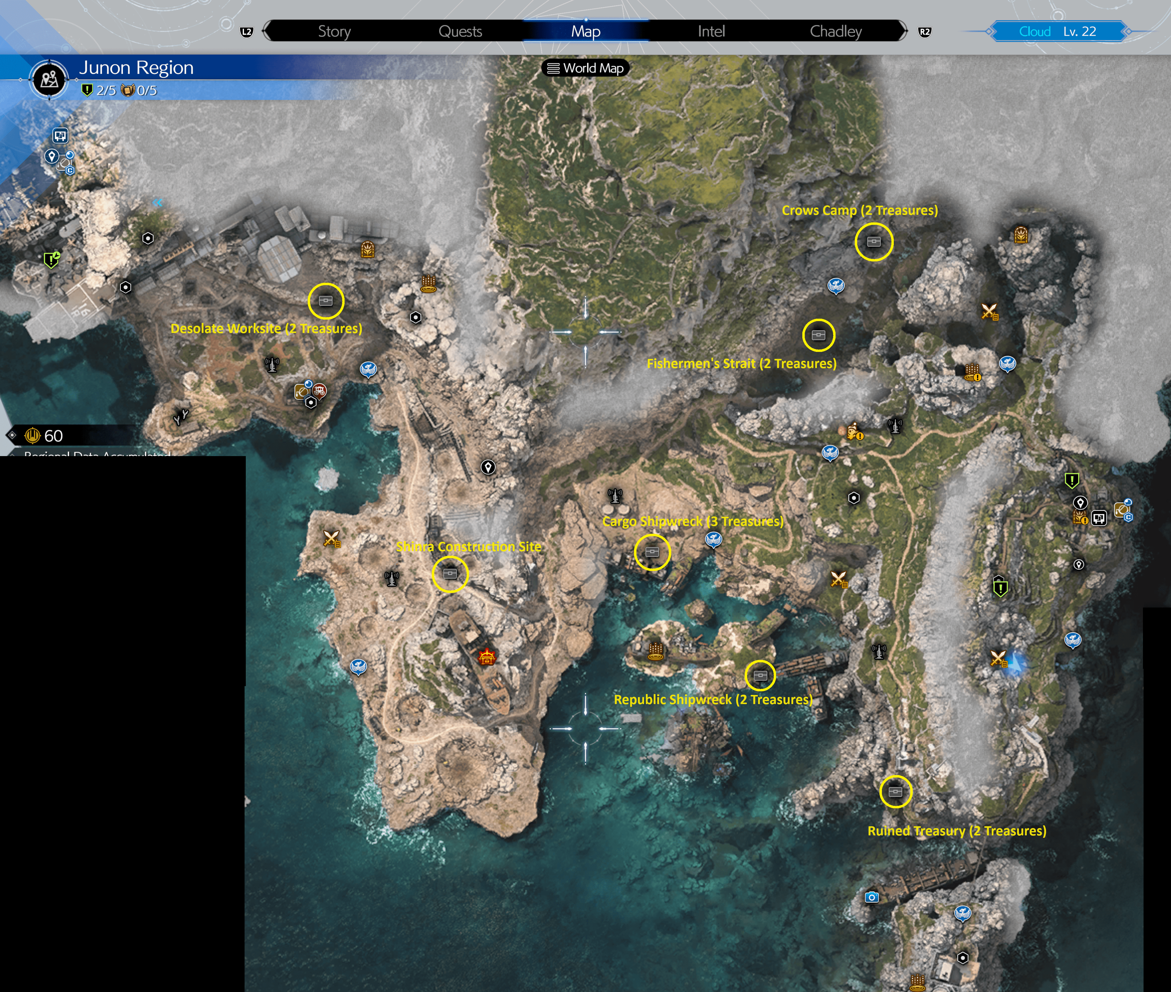 Junon Cache Locations Map in Final Fantasy 7 Rebirth