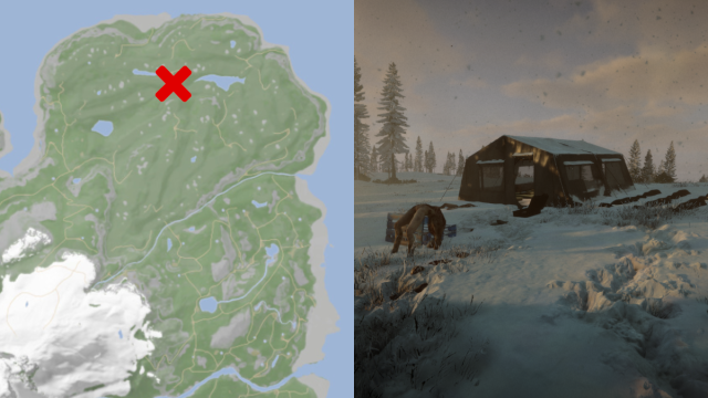 Sons of the Forest map, highlighting the Winter Jacket location