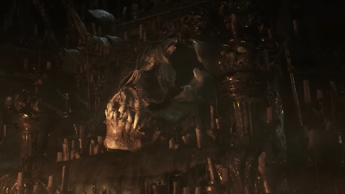 A skull-shaped zone in Bloodborne