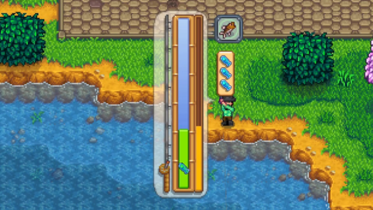 Challenge Bait in use in Stardew Valley