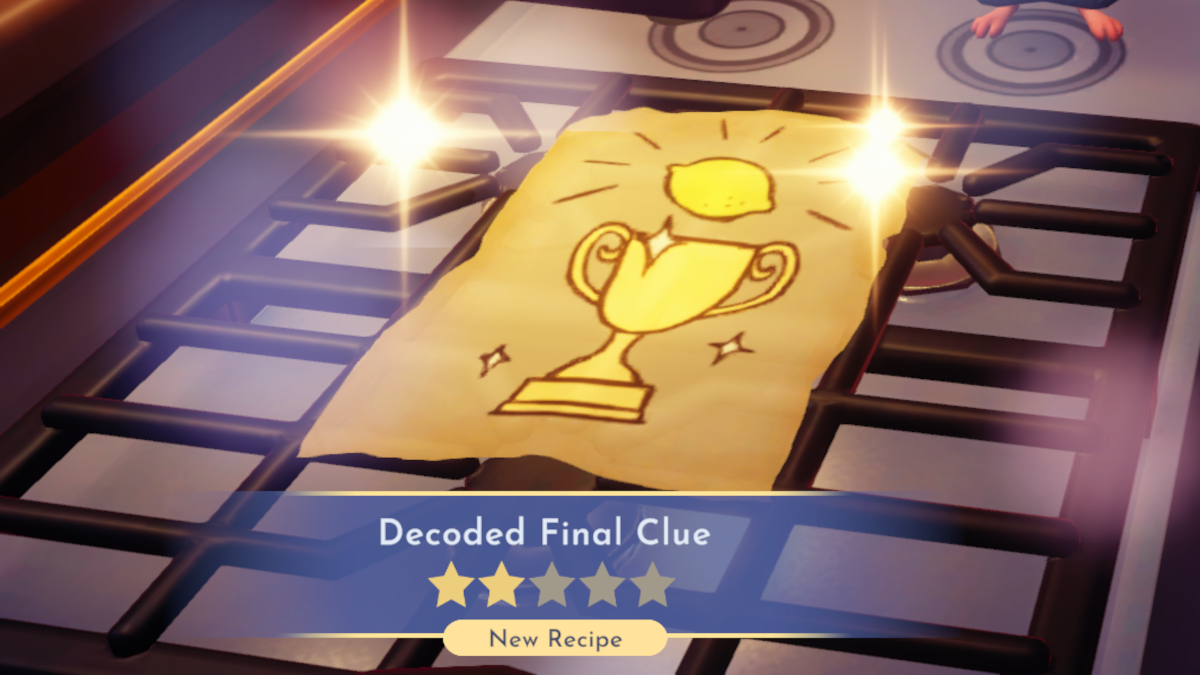 The decoded final clue in The Scavenger Hunt in Disney Dreamlight Valley