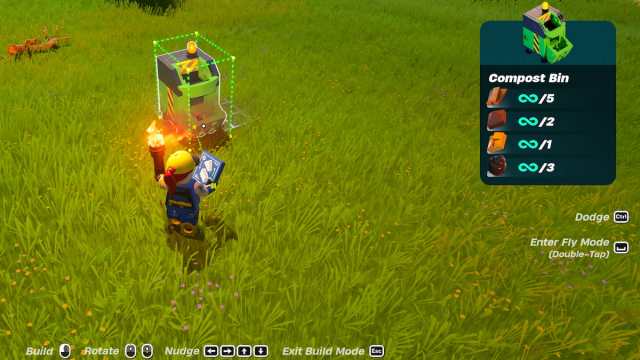 LEGO Fortnite Compost Bin recipe in build menu