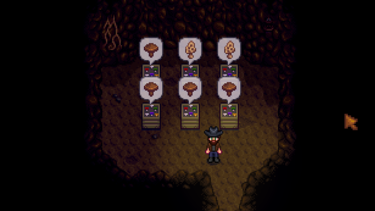 Inside the Mushroom Cave in Stardew Valley