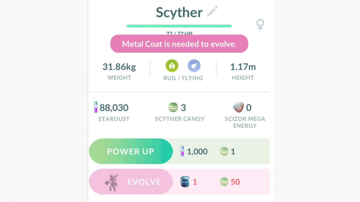 Scyther in Pokemon Go