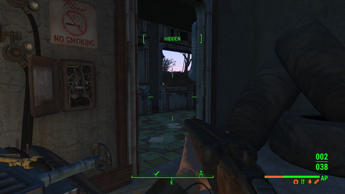 Stealth Mode in an abandoned diner in Fallout 4