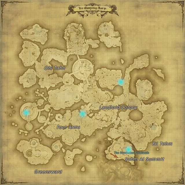 Map of field Aether Currents in The Churning Mists in Final Fantasy XIV