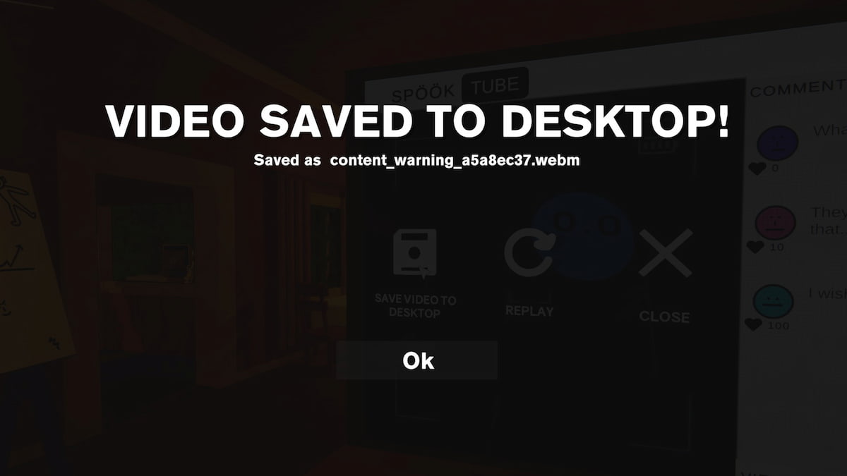 Content Warning save video to desktop