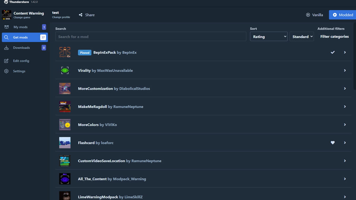 Content Warning Thunderstore mod list