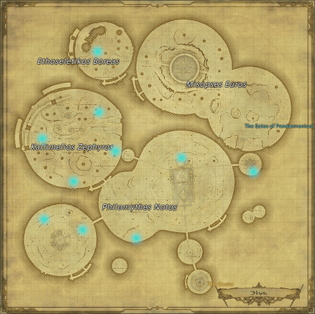 Map of field Aether Currents in Ultima Thule in Final Fantasy XIV