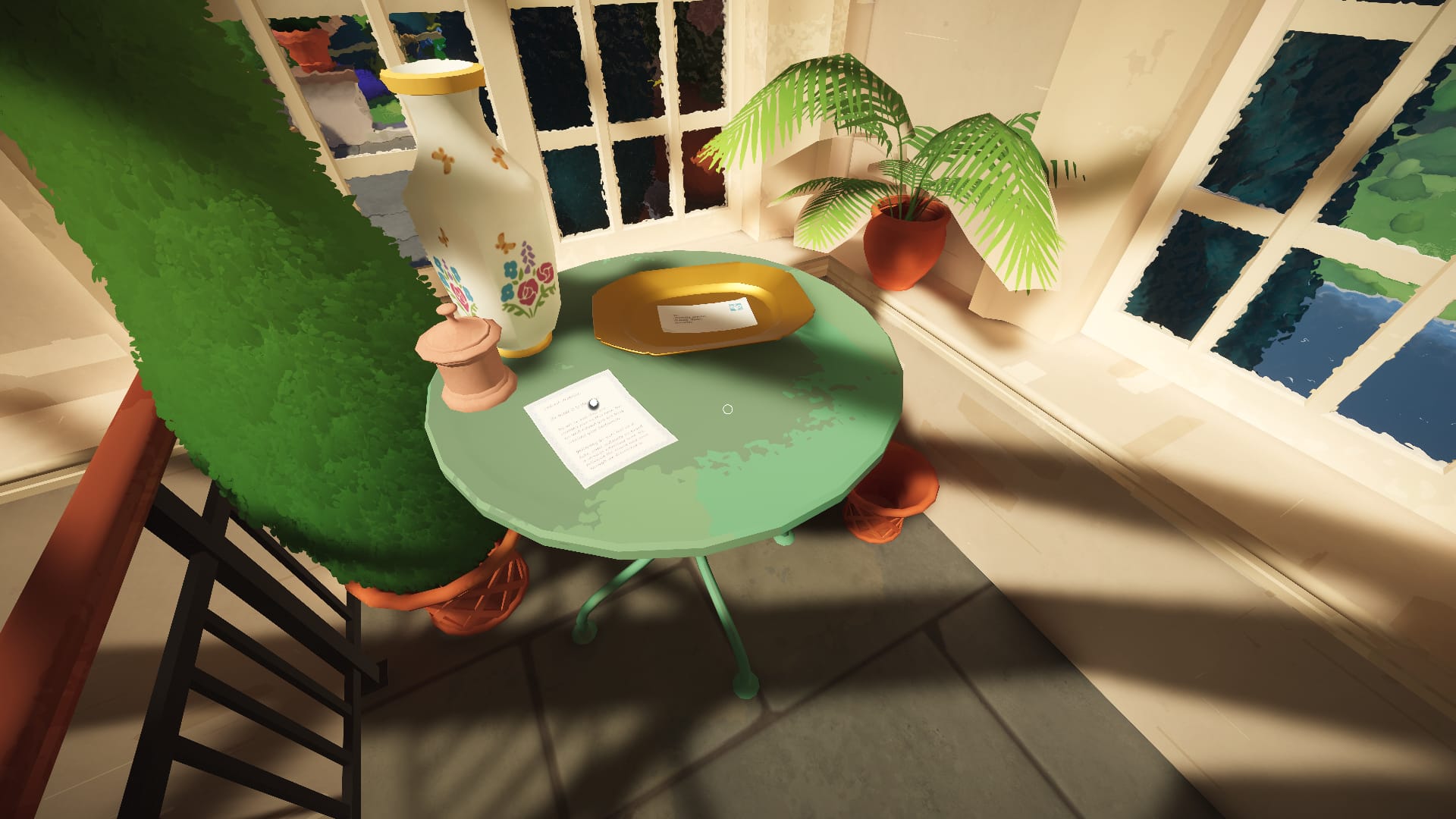 Envelope and letter clue in Botany Manor