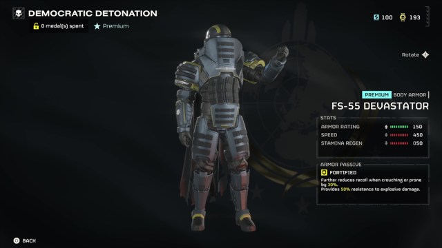 helldivers 2 everything in democratic detonation warbond heavy armor set devastator