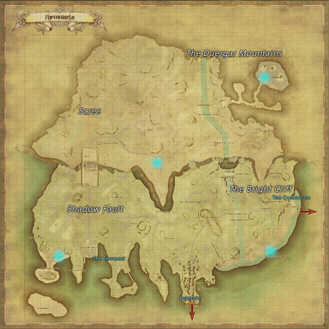 Map of field Aether Currents in Kholusia in Final Fantasy XIV