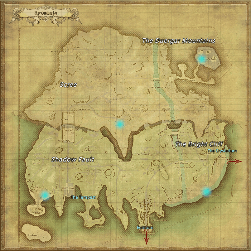 Map of field Aether Currents in Kholusia in Final Fantasy XIV