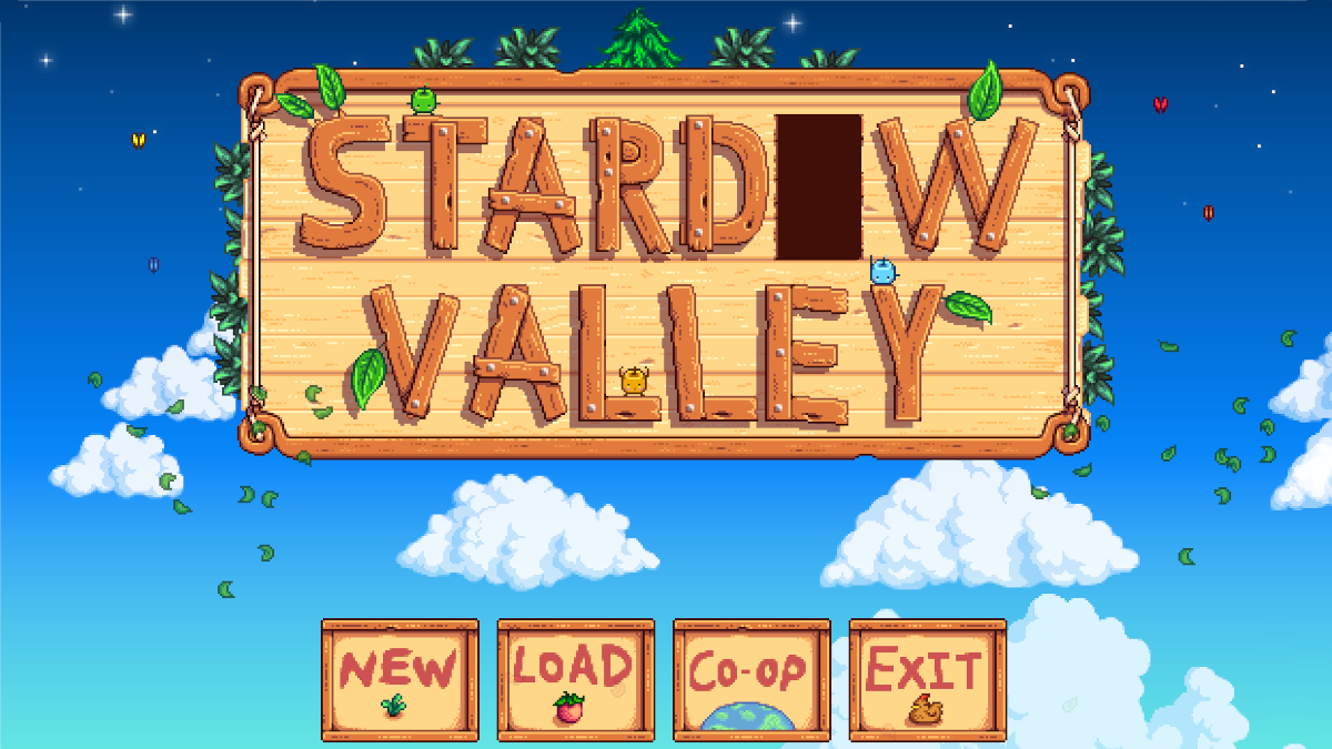 Stardew Valley main menu screen once all secrets have been revealed