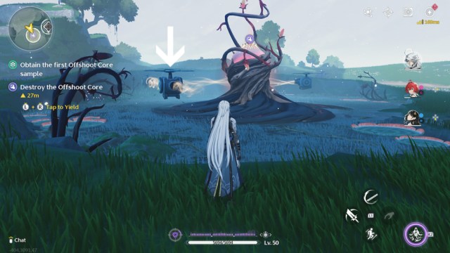 A Wuthering Waves player exploring for the Offshoot Core sample