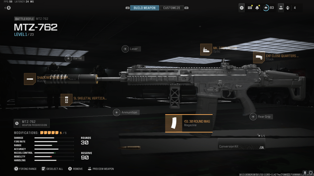 The MTZ-762 in MW3's loadout screen.