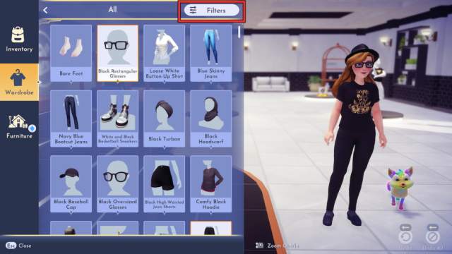 Disney Dreamlight Valley wardrobe filter