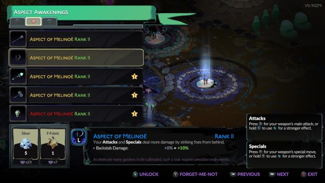 Hades 2 how to unlock weapon aspects - aspect awakenings menu