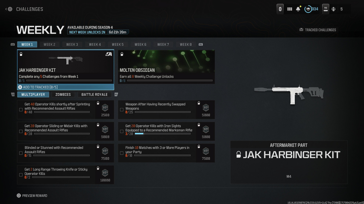 Season 4 Week 1 challenges in MW3
