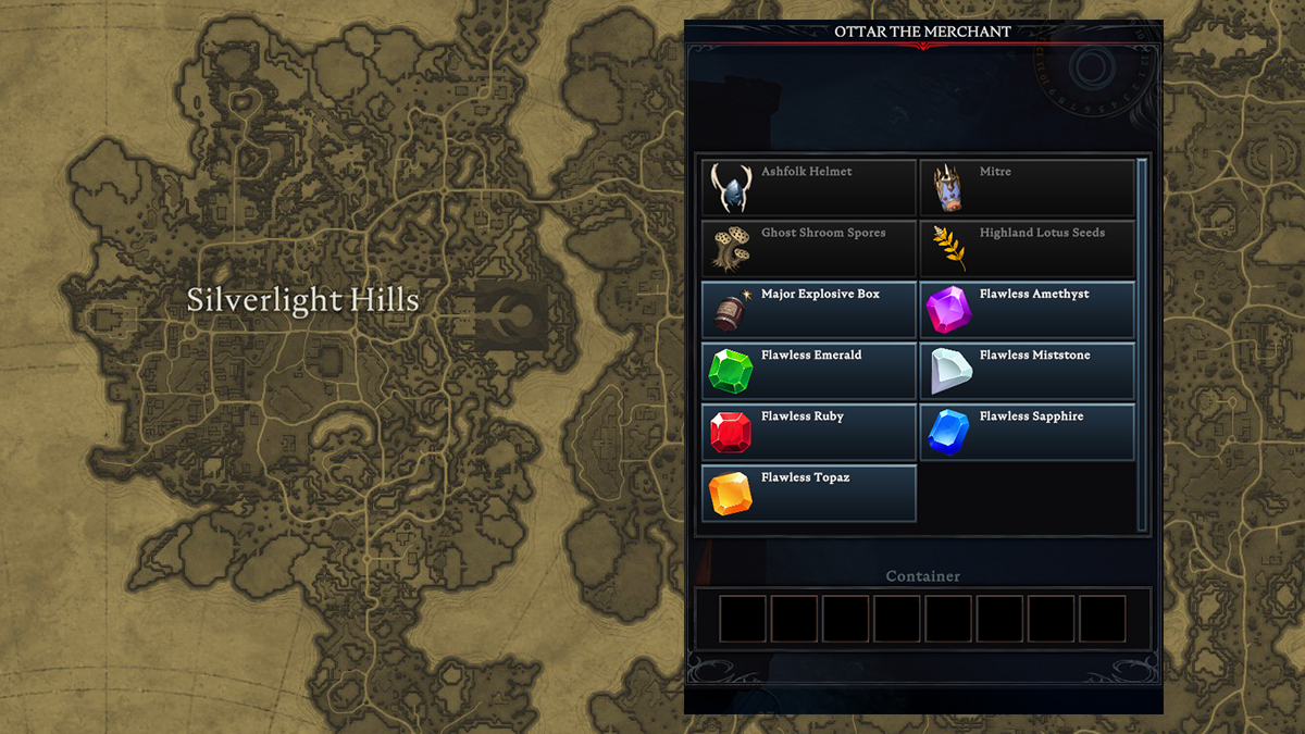 Where to buy Seeds in V Rising, a map of Silverlight Hills